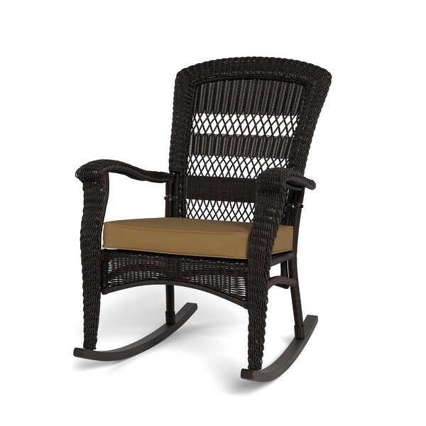 Portside Dark Roast Outdoor Rocking Chair with Cushion