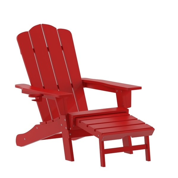 Commercial AllWeather Adirondack Chair with Pullout Ottoman and Cupholder