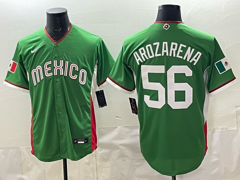 Men's Mexico Baseball Randy Arozarena #56 Green 2026 World Baseball Classic Stadium Jersey
