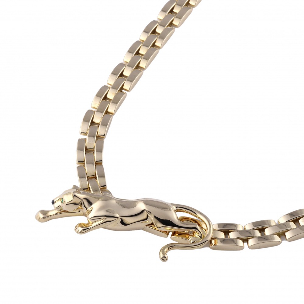 Cartier Panthère Onyx Emerald Necklace 18K Yellow Gold