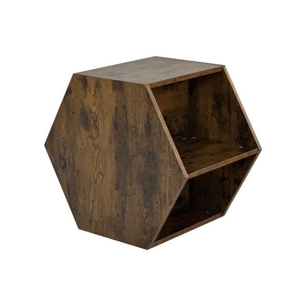 Hexagonal Coffee Table Side Table Nightstand Burmese Sumac 2PCS