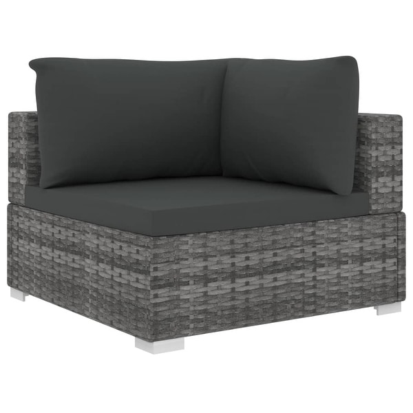vidaXL 9 Piece Patio Lounge Set with Cushions Poly Rattan Gray