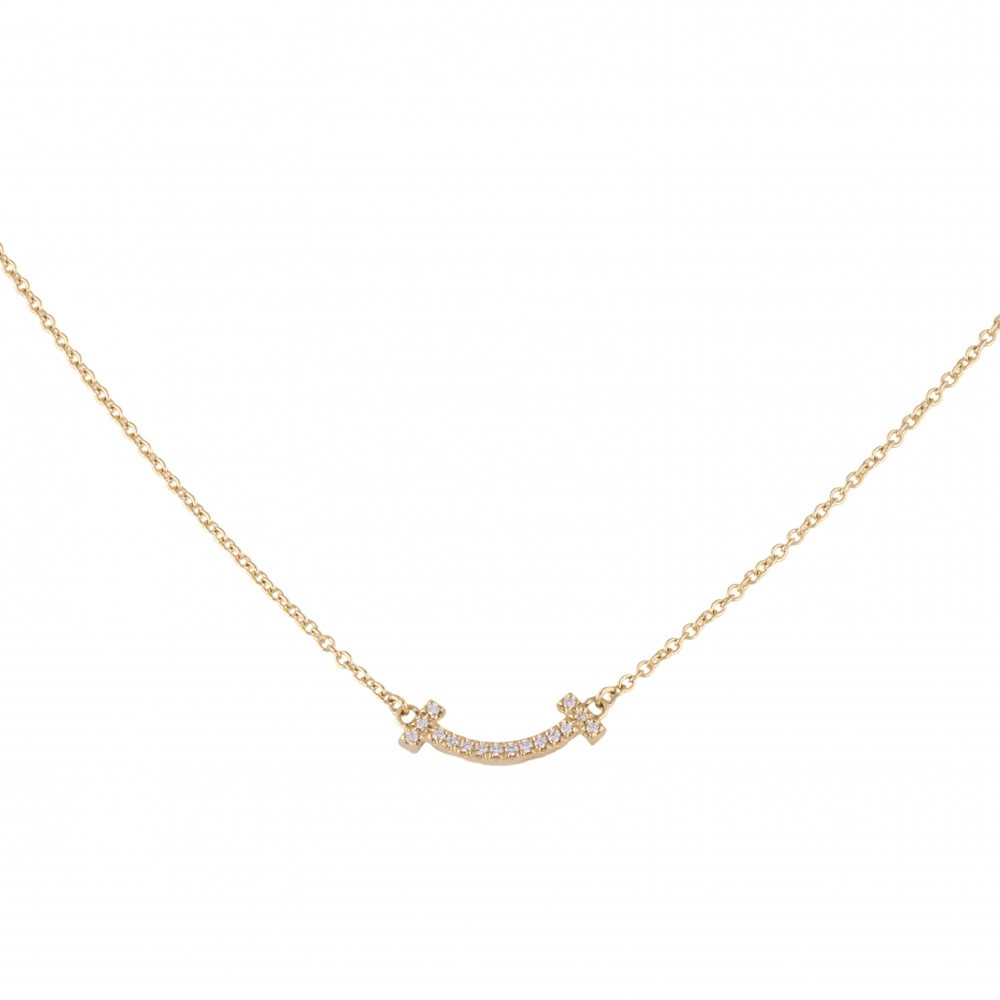 Tiffany & Co. Tiffany T Smile Necklace 18K Yellow Gold Diamond
