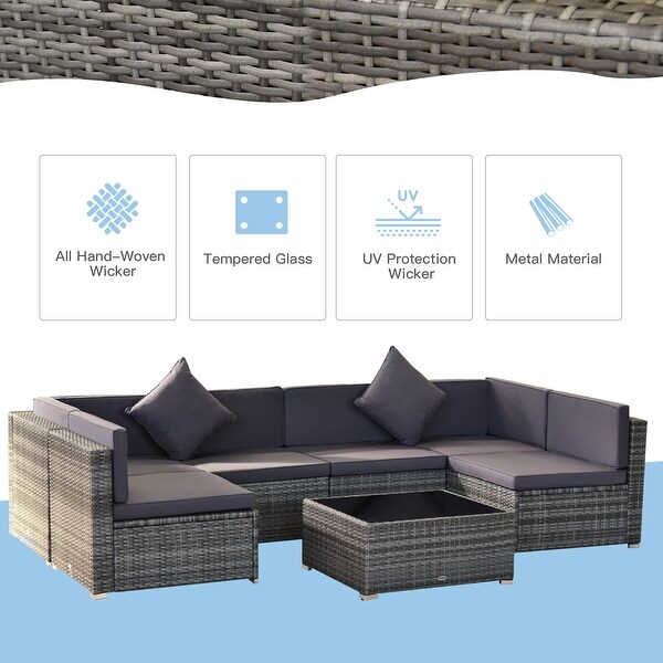 Siara 7piece Rattan Wicker Sectional Patio Set by Havenside Home