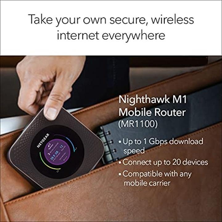 netgear-nighthawk-m1-Mobile Hotspot 4G LTE Router (MR1100) – Up to 1Gbps Speed | Connect up to 20 Devices | Create WLAN Anywhere