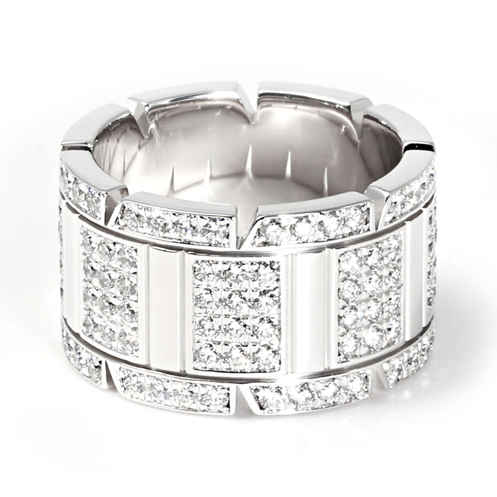 Cartier Tank Française Lm Ring 18K White Gold Diamond