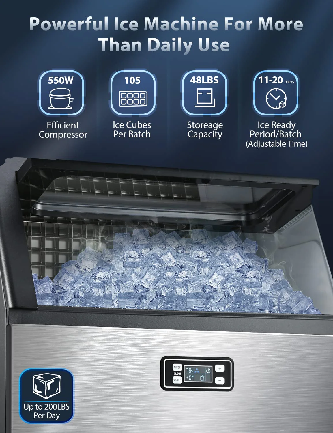 200LBS Freestanding Commercial Ice Maker Z5895
