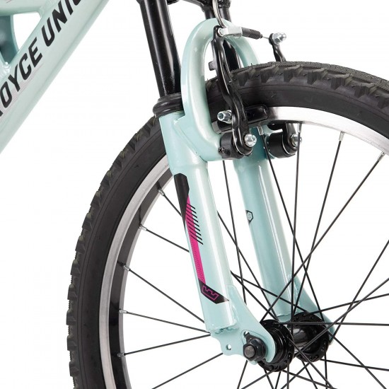 Kids Aluminum Mountain Bike, Girls, Dual Suspension, 6-Speed 20inch, RTX, Ice Blue