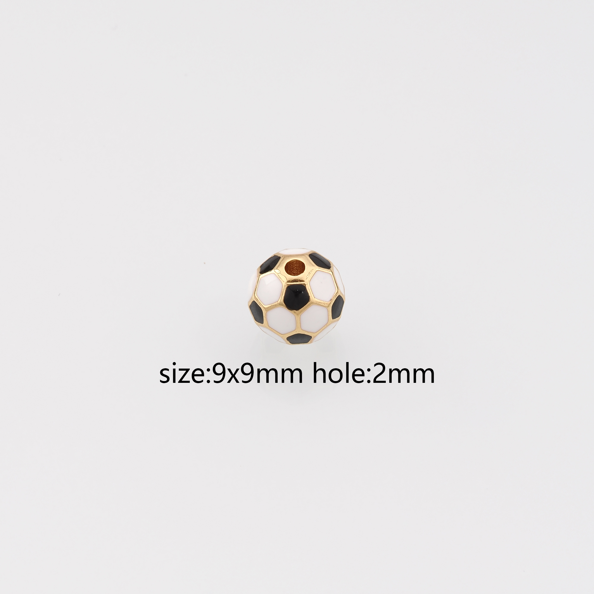 18K Gold Filled Ball Spacer Beads,Enamel Football Beads,Round Beads for Bracelet Jewelry Necklace Making Supply