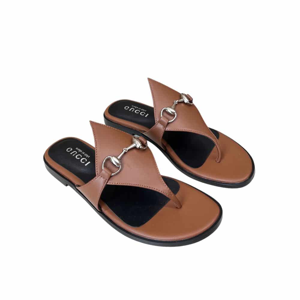 Gucci Women’S Thong Sandal With Horsebit Brown