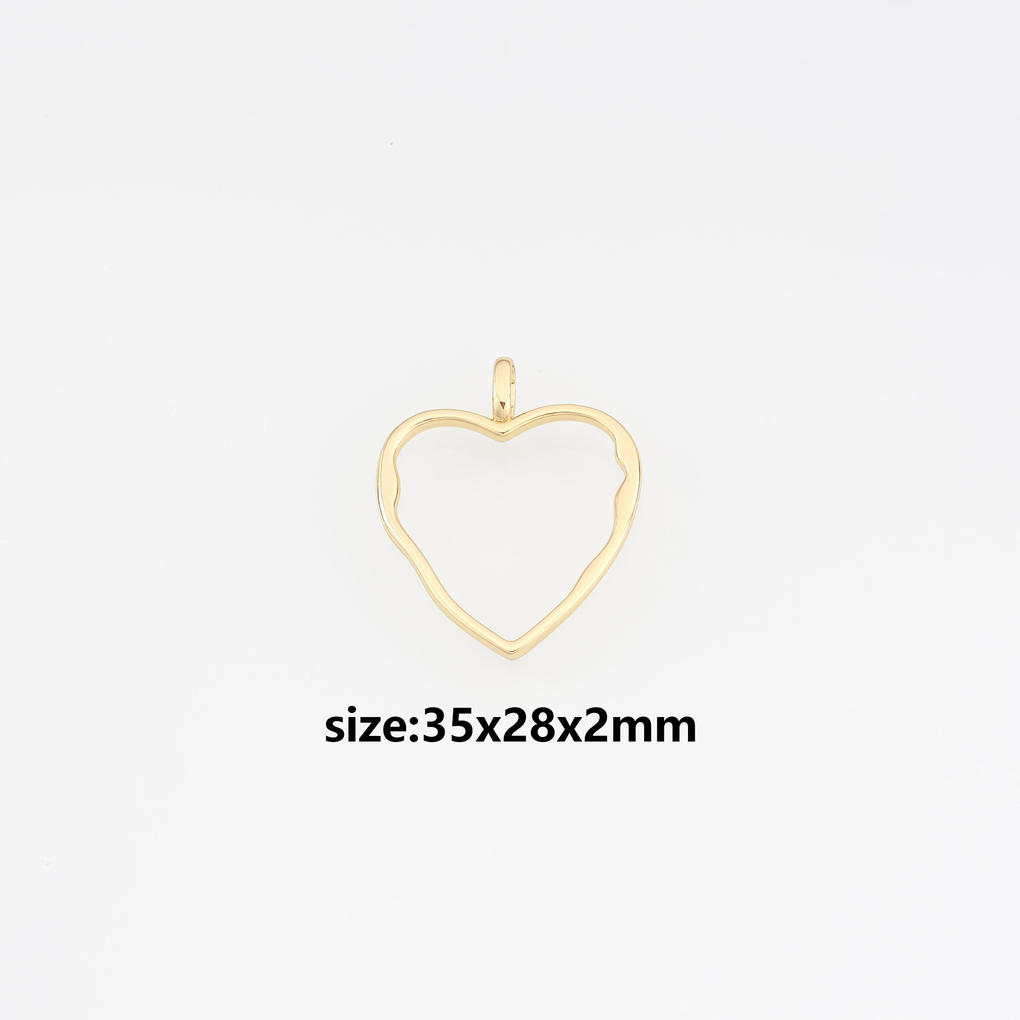 18K Gold Filled Heart Pendant,Heart Charm Earrings Necklace for DIY Jewelry Making Supply
