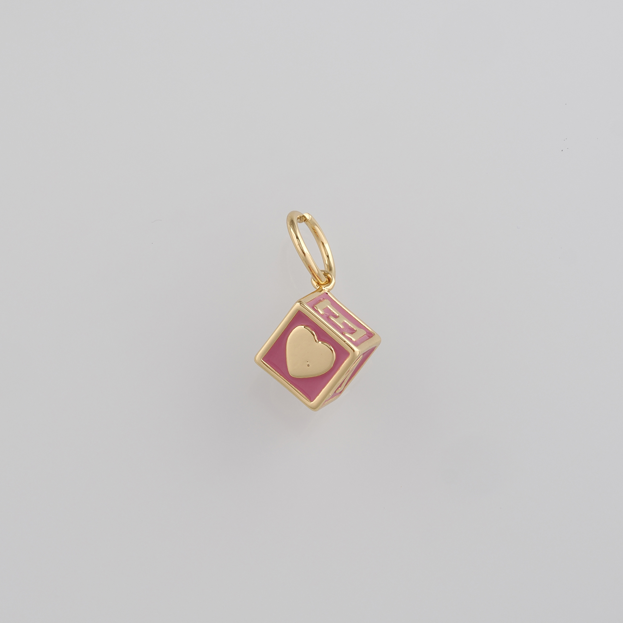 18K Gold Filled Love Pendant,Enamel Cube Love Charm Earrings Necklace for DIY Jewelry Making Supply