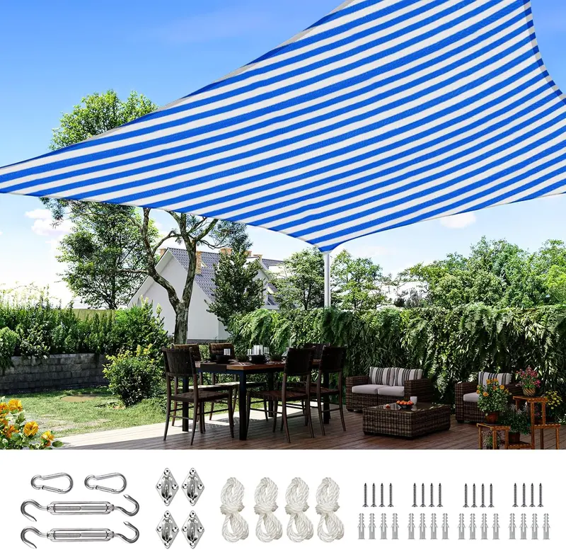 Quictent 20×20 ft Square Sun Shade Sail – 185GSM HDPE, 98% UV Protection, Brown w/ Hardware Kit