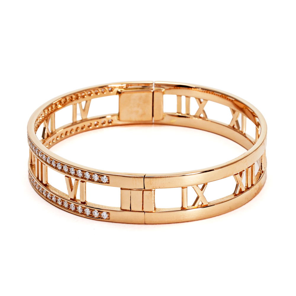 Tiffany & Co. Atlas Open Atlas Bracelet 18K Rose Gold Diamond