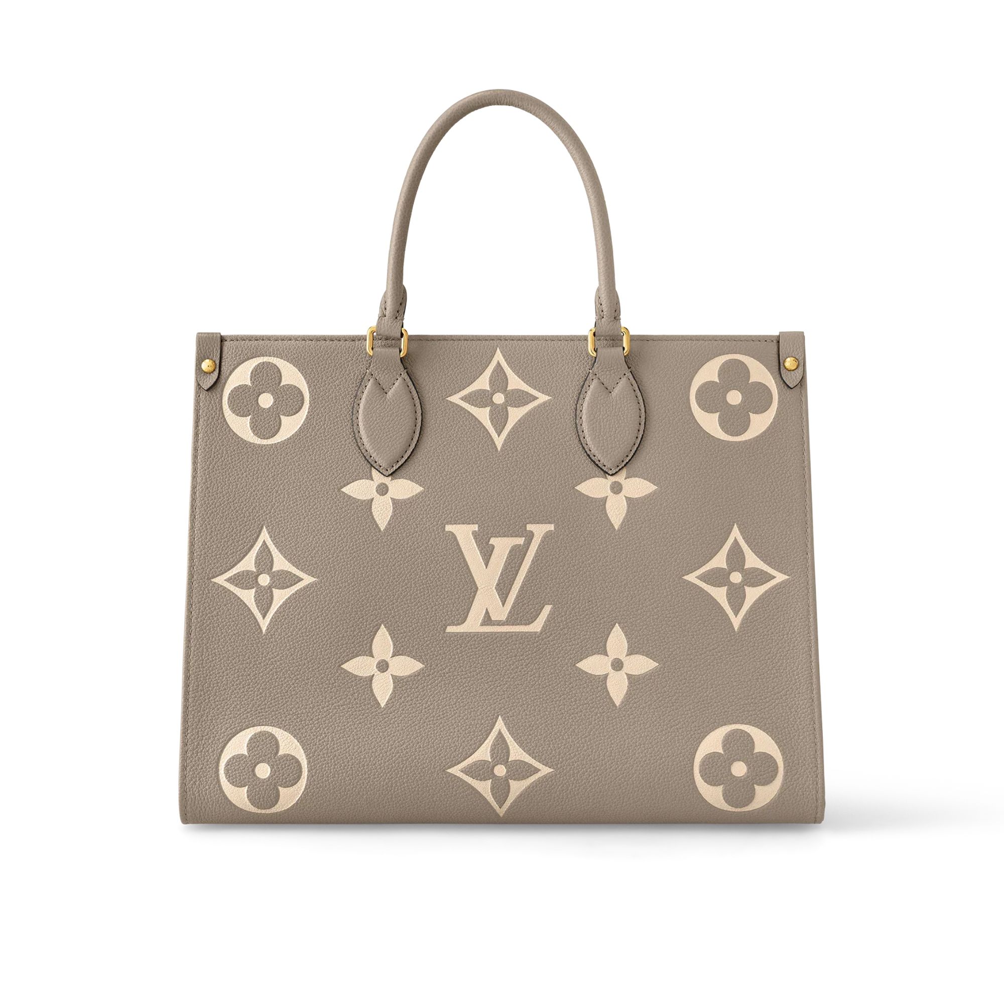 Louis Vuitton Onthego Mm Bicolor Monogram Empreinte Leather Dove/Cream M45494 35cm