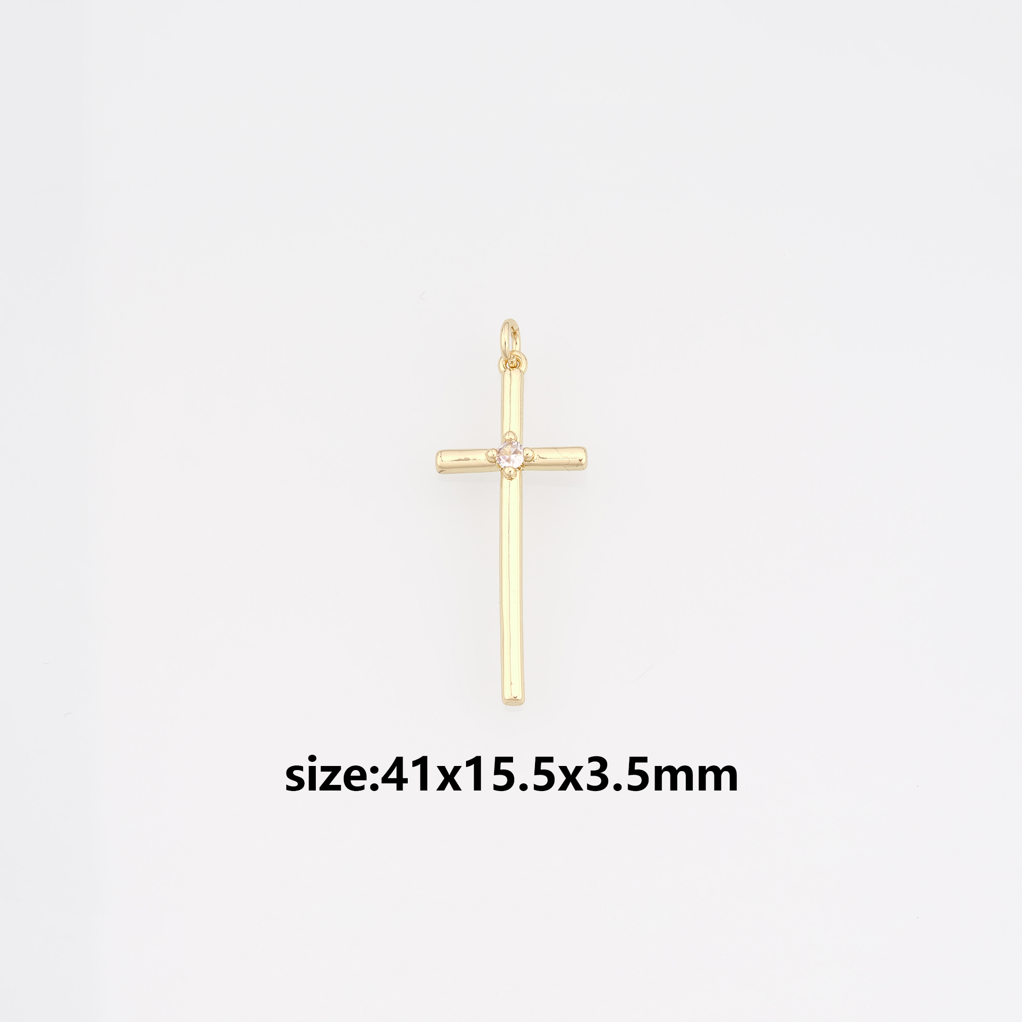 18K Gold Filled Cross Pendant,CZ Cross Charm Earrings Necklace for DIY Jewelry Making Supply