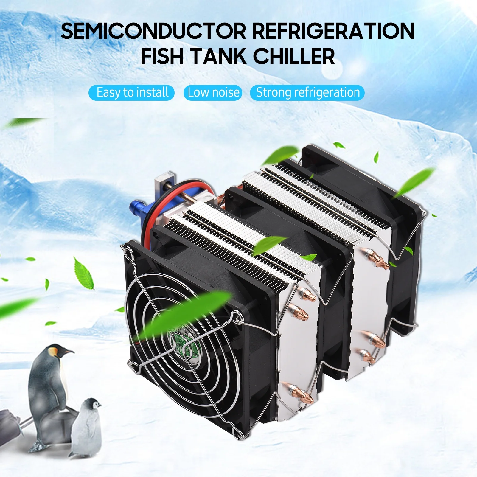 120W High Power Semiconductor Refrigeration Fish Tank Chiller Refrigerator Cooling-water Machine Chiller Water Cooler Aquarium Chiller with 4pcs Heat Dissipation Copper for 30 Liters Aquar