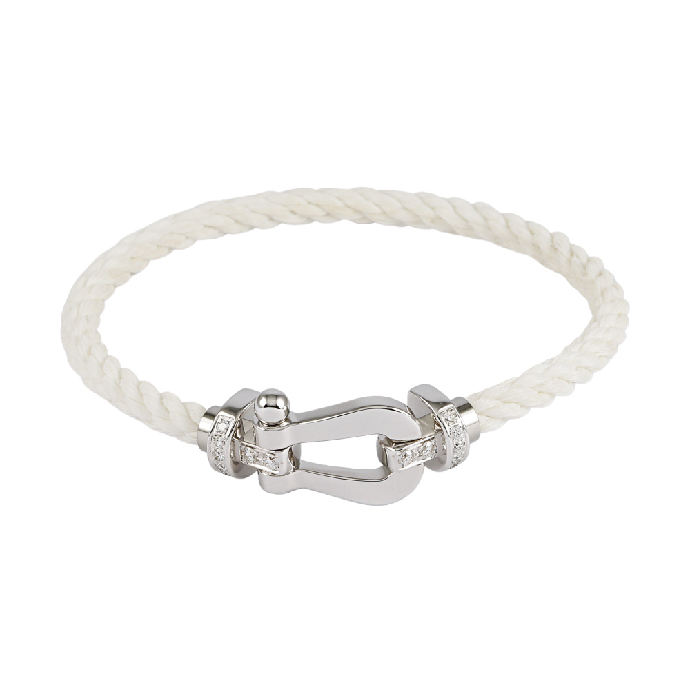 FRED Force 10 Lm Bracelet 18K White Gold & Stainless Steel Diamond 0B0026-6B0160