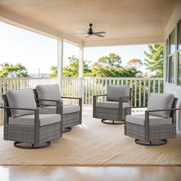 4 Outdoor Wicker Swivel Patio Chairs