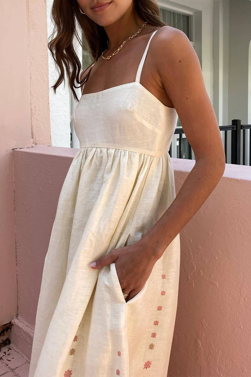 Floral Square Neck Sling Maxi DressClistos