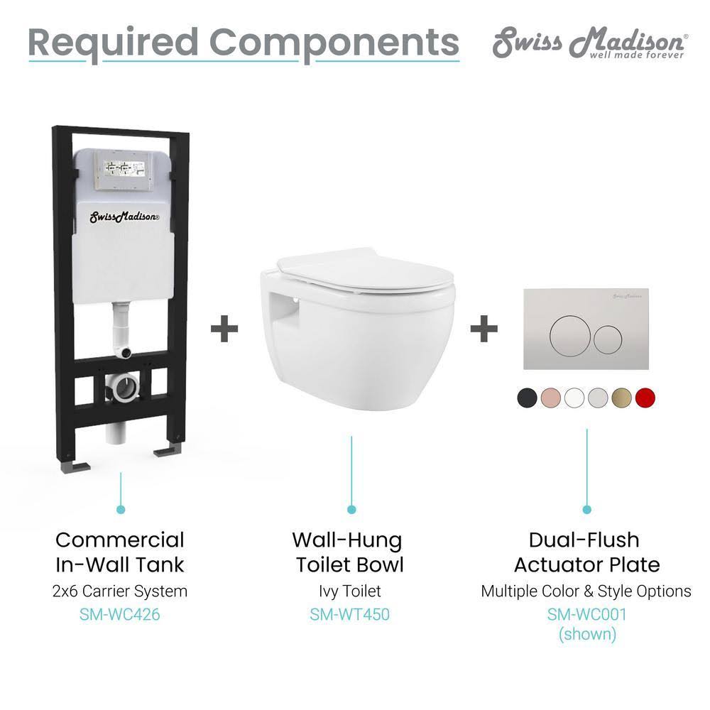 Swiss Madison Ivy SM-WT450 Wall Hung Toilet, Glossy White