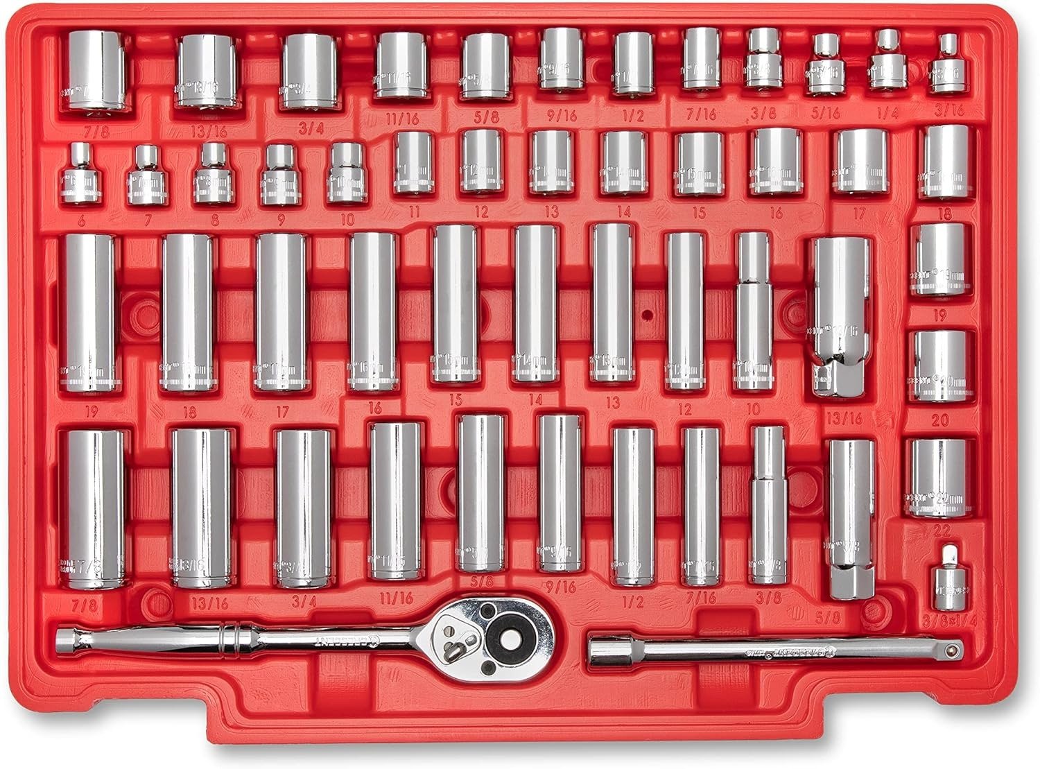 229 Piece 1/4′′, 3/8′′ & 1/2′′ Drive Mechanics Hand Tool Set with 3 Drawer Storage Case