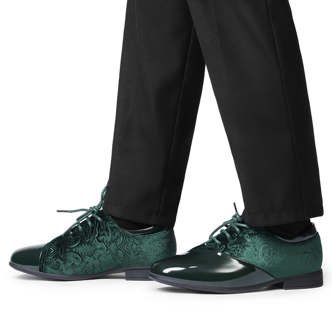 Boys Dress Shoes Formal Patent Velvet Tuxedo Oxford Shoes