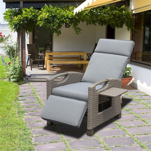Patio Adjustable Recliner Chair with HandWoven Wicker