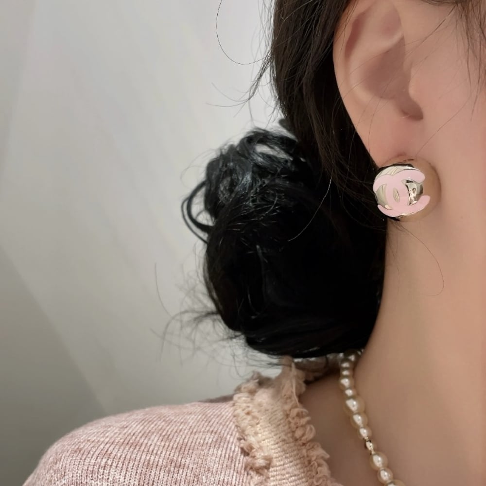 Chanel Stud Earrings Gold Pink Abe810 B19198 Nacve