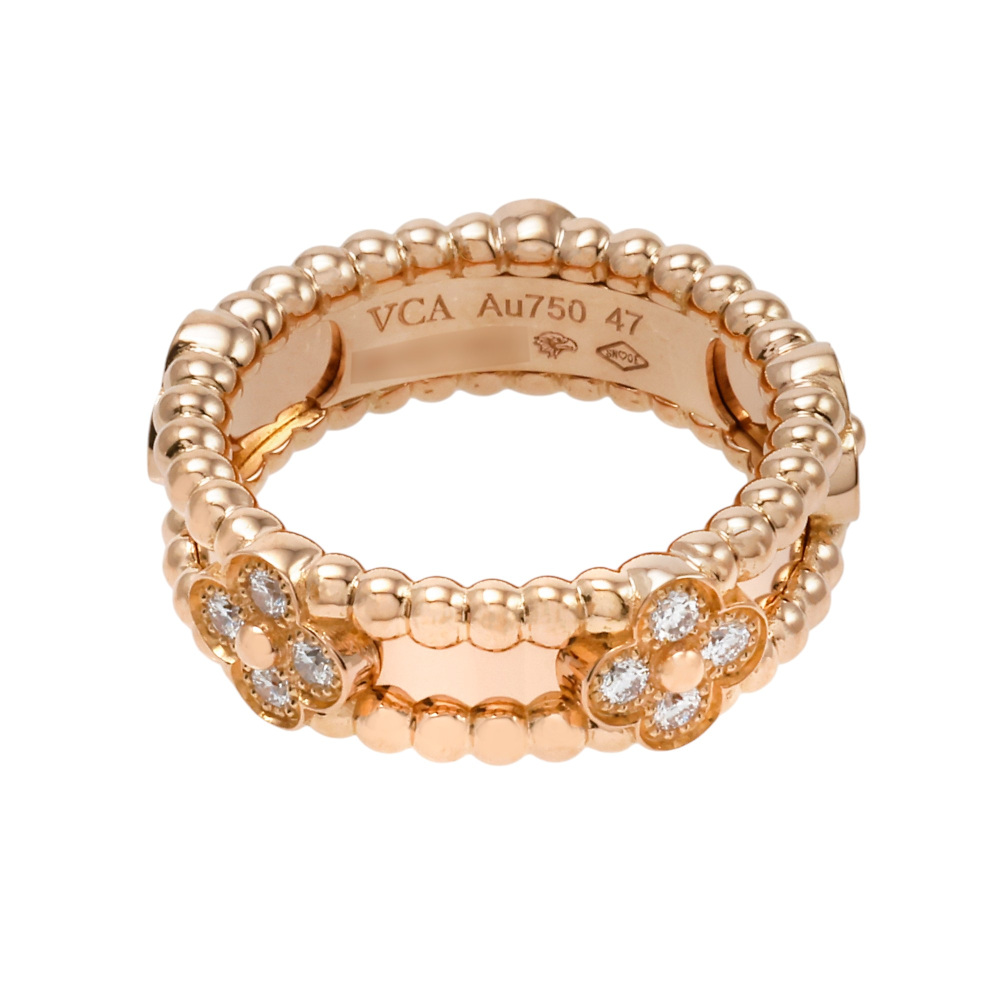 Van Cleef & Arpels Perlée Clovers Sweet Clover Ring 18K Rose Gold Diamond VCARP6ML00