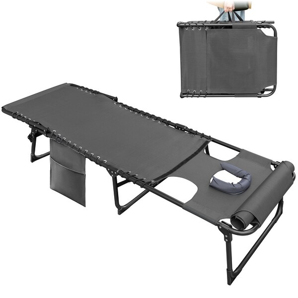 Homall Foldable with Facehole,Lounge Coffee Chair 12 Inch High 5Position Adjustable Patio Lounge Chair Beach Pool Coffee Chair