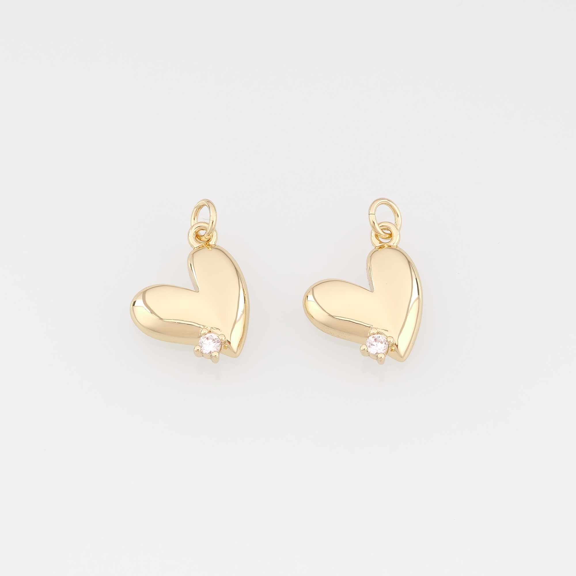18K Gold Filled Heart Pendant,CZ Heart Charm Earrings Necklace for DIY Jewelry Making Supply