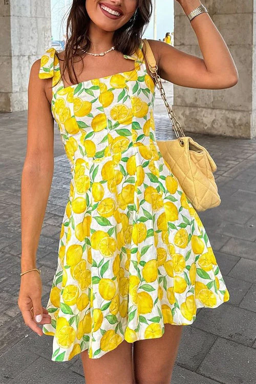 Lemon Print Mini Cami DressClistos