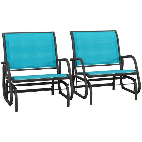 Outsunny Glider/Rocking Chair Set with Breathable Mesh Fabric,Curved Armrest
