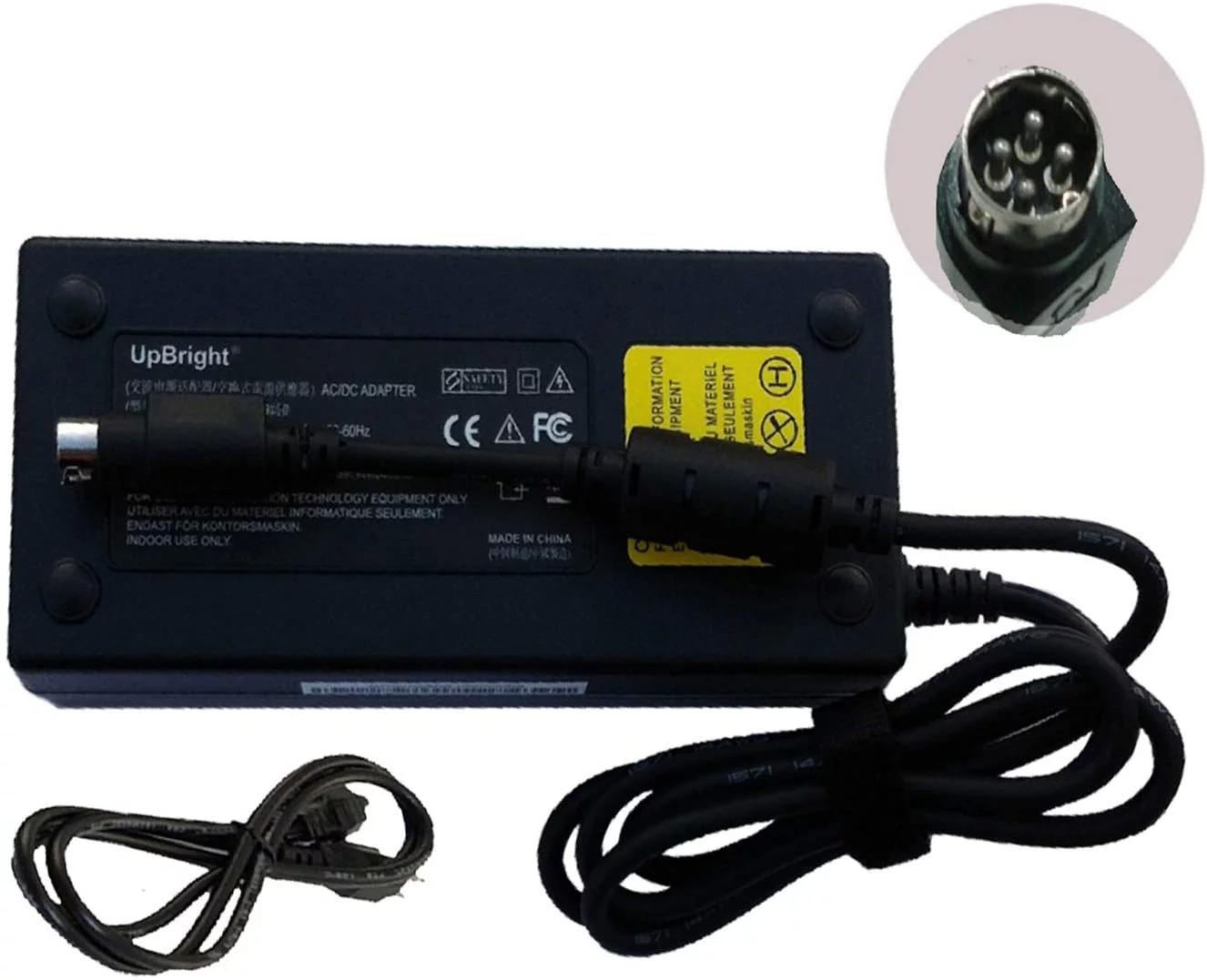 UpBright New 4-Pin DIN 24V AC/DC Adapter Compatible with FSP Group Inc FSP150-ABB FSP150ABB P/N 9NA1500900 24VDC 6.25A 150W 4-Prong Connector Power Supply Cord Charger (Pin 1,2=+V and Pin 3,4=GND)