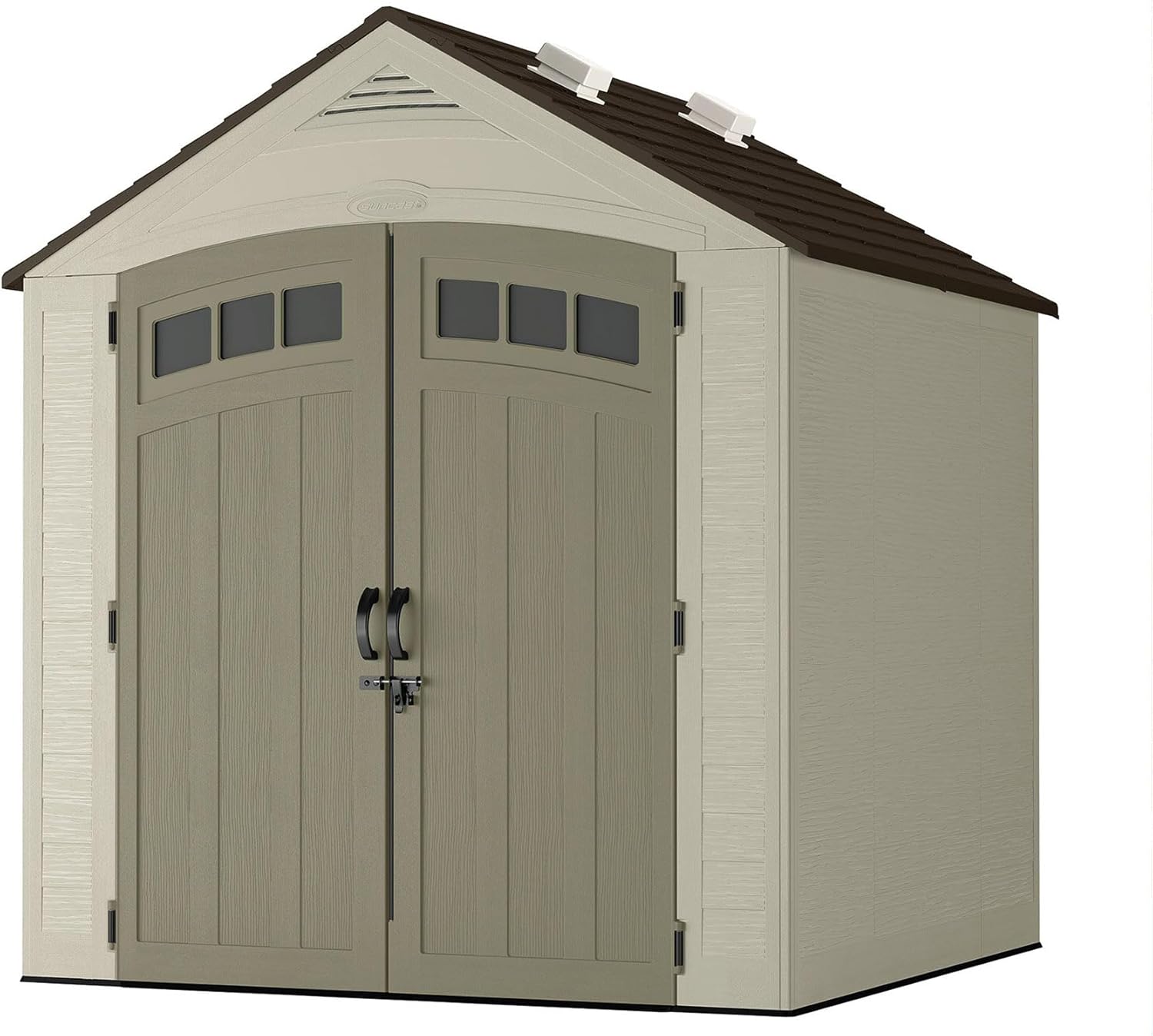 Suncast Vista 7x7 Storage Shed with Multi-Wall Resin Panels, 4 Skylights, IllumiVent System, and Pad-Lockable Doors, 84