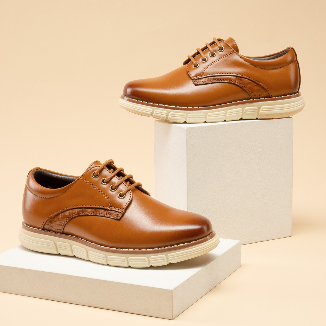 [CrossFlex CrestKids] Boys' Non-Slip Oxford Dress Sneakers