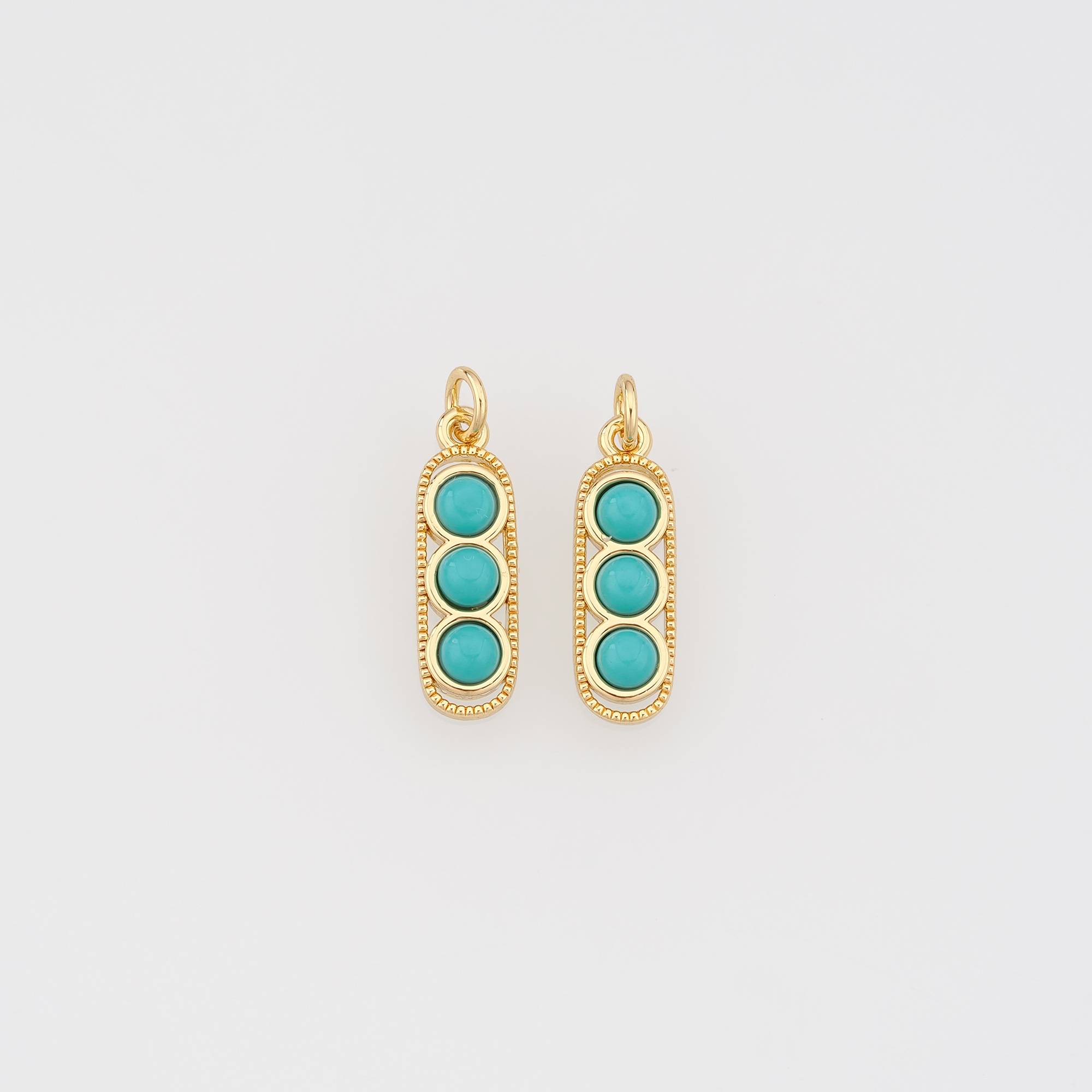 18K Gold Filled Oval Pendant,Natural Stone Oval Charm Earrings Necklace for DIY Jewelry Making Supply