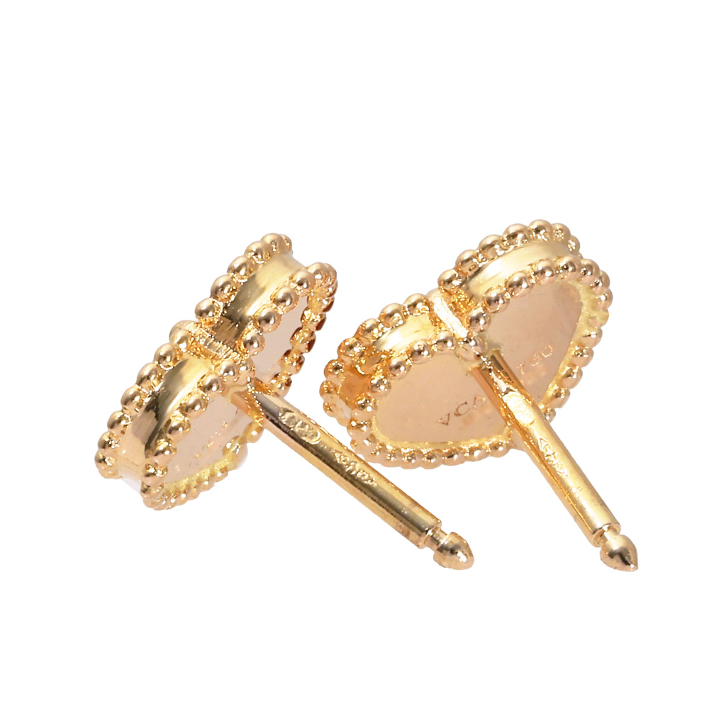 Van Cleef & Arpels Sweet Alhambra Heart Earrings 18K Rose Gold Carnelian VCARN6BP00