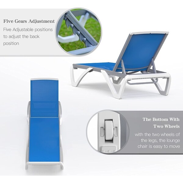 Domi Patio Chaise Lounge,AllWeather Adjustable Recliner with Wheels,Stackable