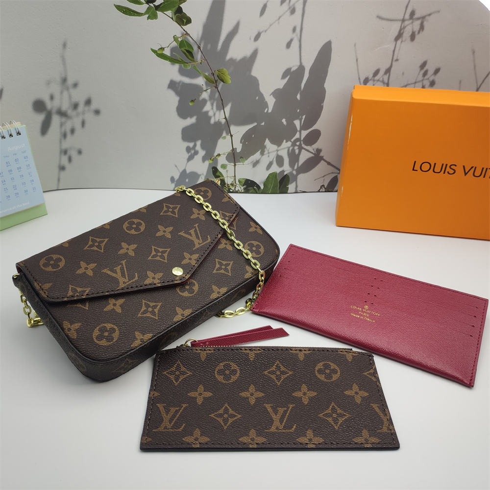 LV Félicie Pochette Monogram Canvas Fuchsia Crossbody Bag - cnluxepick