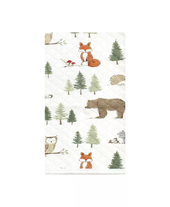 Hudson Baby Unisex Baby Quilted Burp Cloths, Forest Animals, One Size