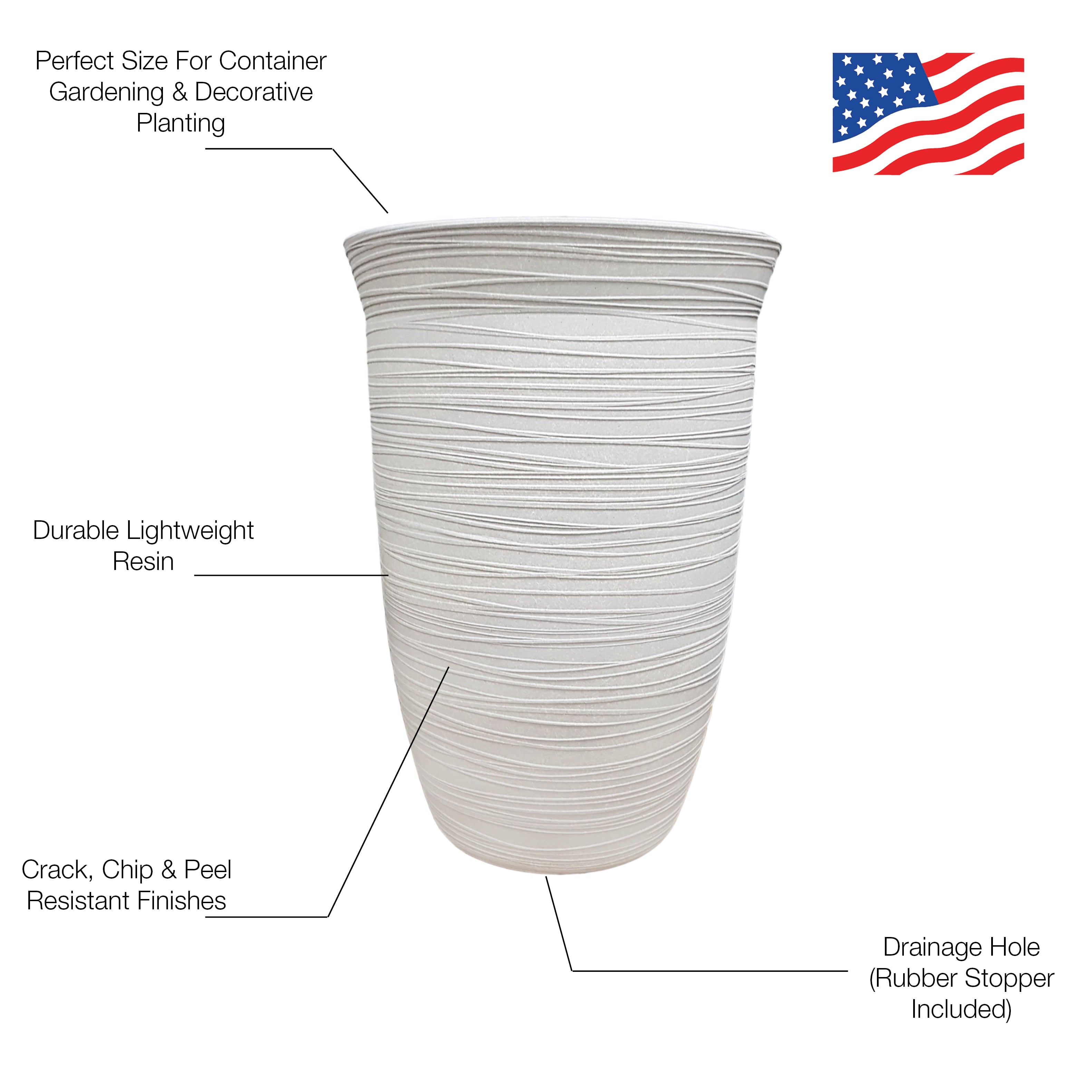 Better Homes & Gardens Terrence 15″ Wide Round Resin Vase, Cement Color
