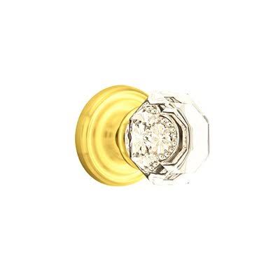 Emtek 8200OTUS3NL Privacy Old Town Clear Knob with Regular Rose Finish: Unlacquered Brass
