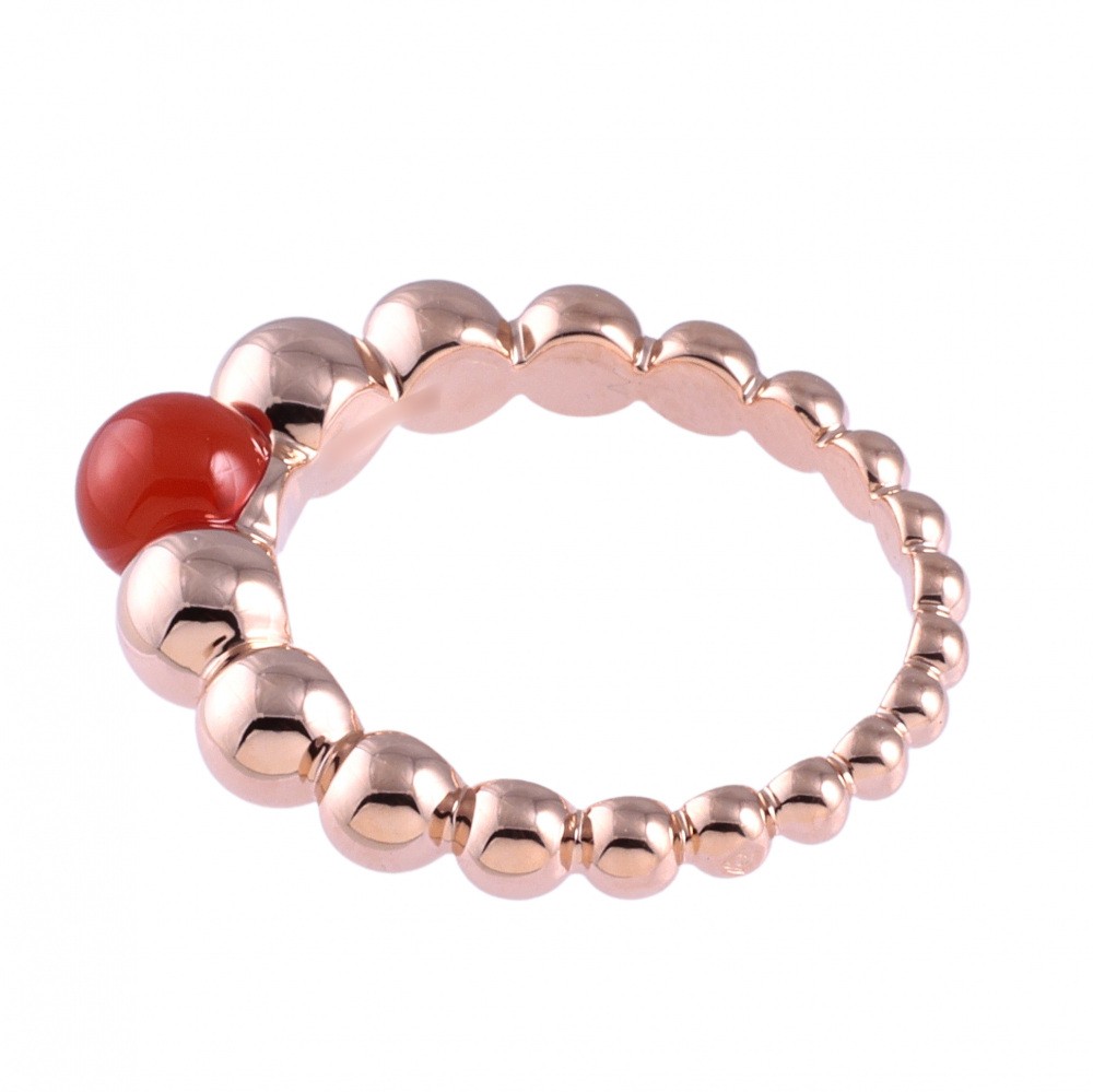 Van Cleef & Arpels Perlekruul Variations Ring 18K Rose Gold Carnelian