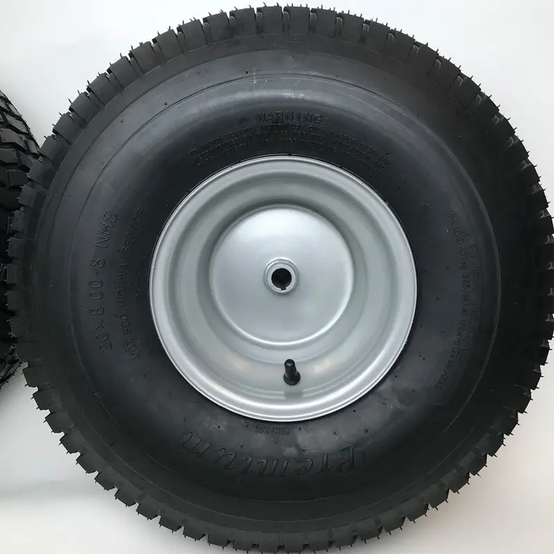 Set of 2 – Silver 20×8.00-8 Lawn Mower Tire and Rim – Fits on 3/4 Inch Axle