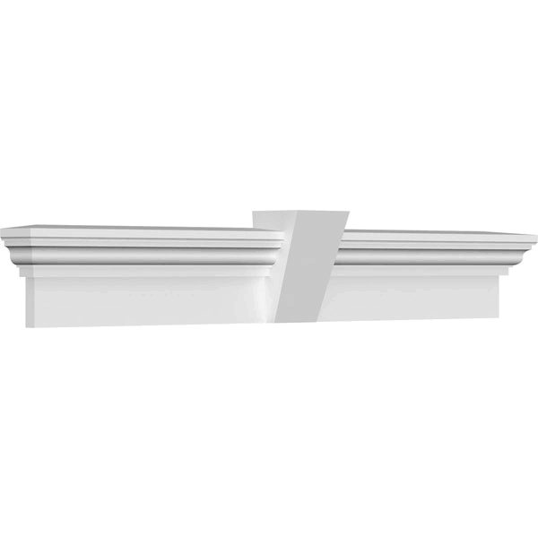 Ekena Millwork CRH09X155KF 155x22 Bottom Width x 161 1/4x22 Top Width x 9x22H x 1x22P Traditional Crosshead w/ Flat Keystone