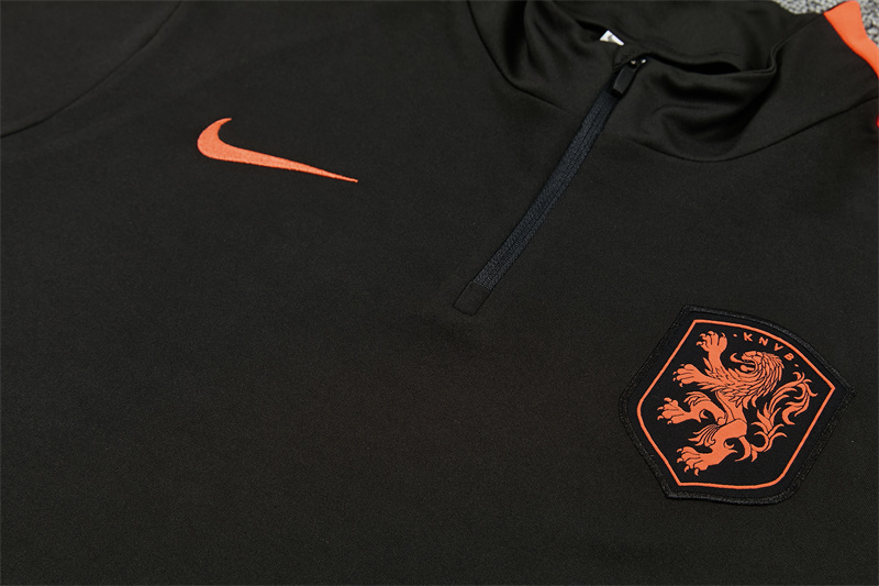 Adult/ Kids Netherlands 2627 Half Zippered Training Suit - Black