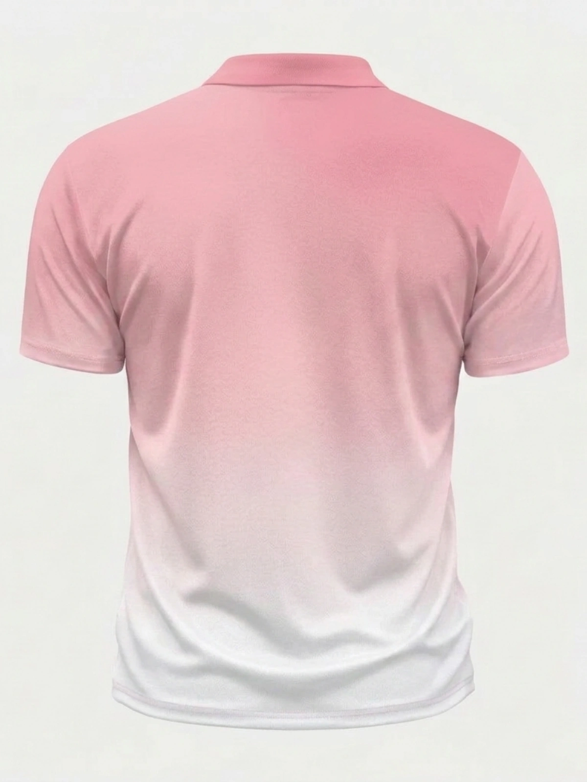 Moisture Wicking Golf Polo 3D Pink to White Ombre Gradient Button Short Sleeve Golf Polo Shirt