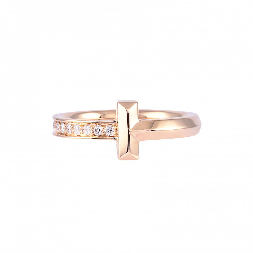 Tiffany & Co. Tiffany T T-one Ring 18K Rose Gold Diamond 67795342